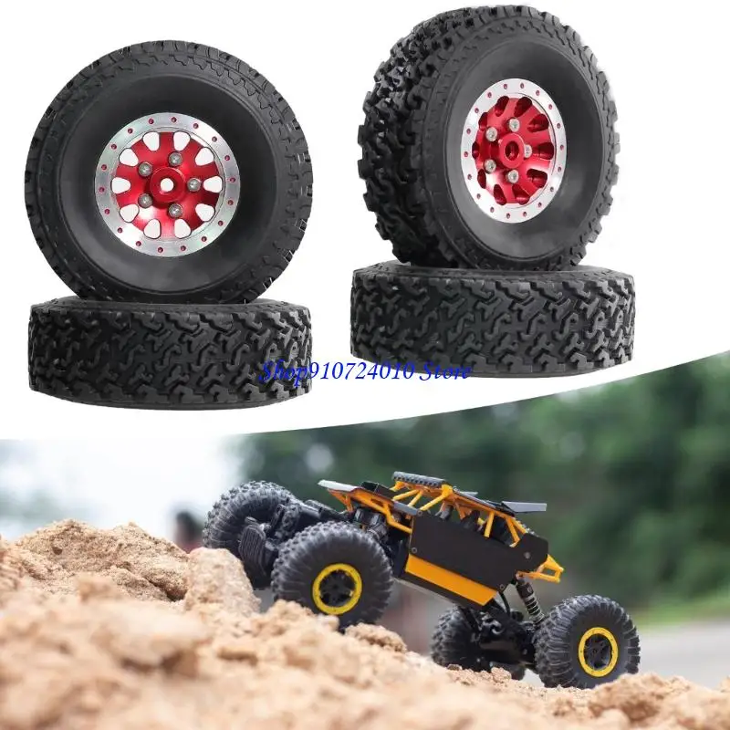 

77HD 4Pcs All Terrain Remote Control Car Wheel Assemblies Secure Beadlock Design and Rubber Tire Construction