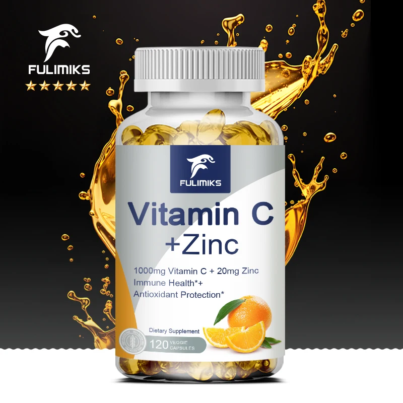 

Витамин С 1000 мг с цинковыми капсулами 20 мг для поддержки производства клетовой энергии и форматирования коллагена, поддержка иммунной системы