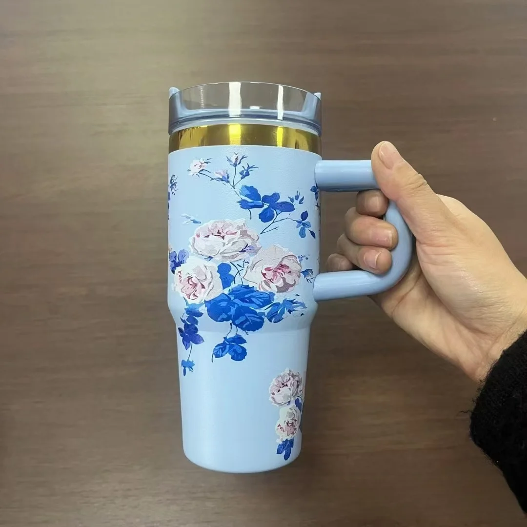 14oz Car Cup 304 Stainless Steel Insulated Travel Tumbler With Handle Straw Lid & Cold Retention For Vehicle, Office,_maomaolike.com