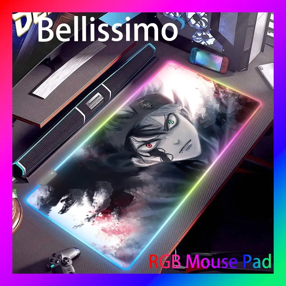 LED Large Mouse Pad 1000x500 Black Clover RGB Office Accessories Deskmat Mousepad Gamer Desk Mat Gaming Mats Mause Anime Pads Pc