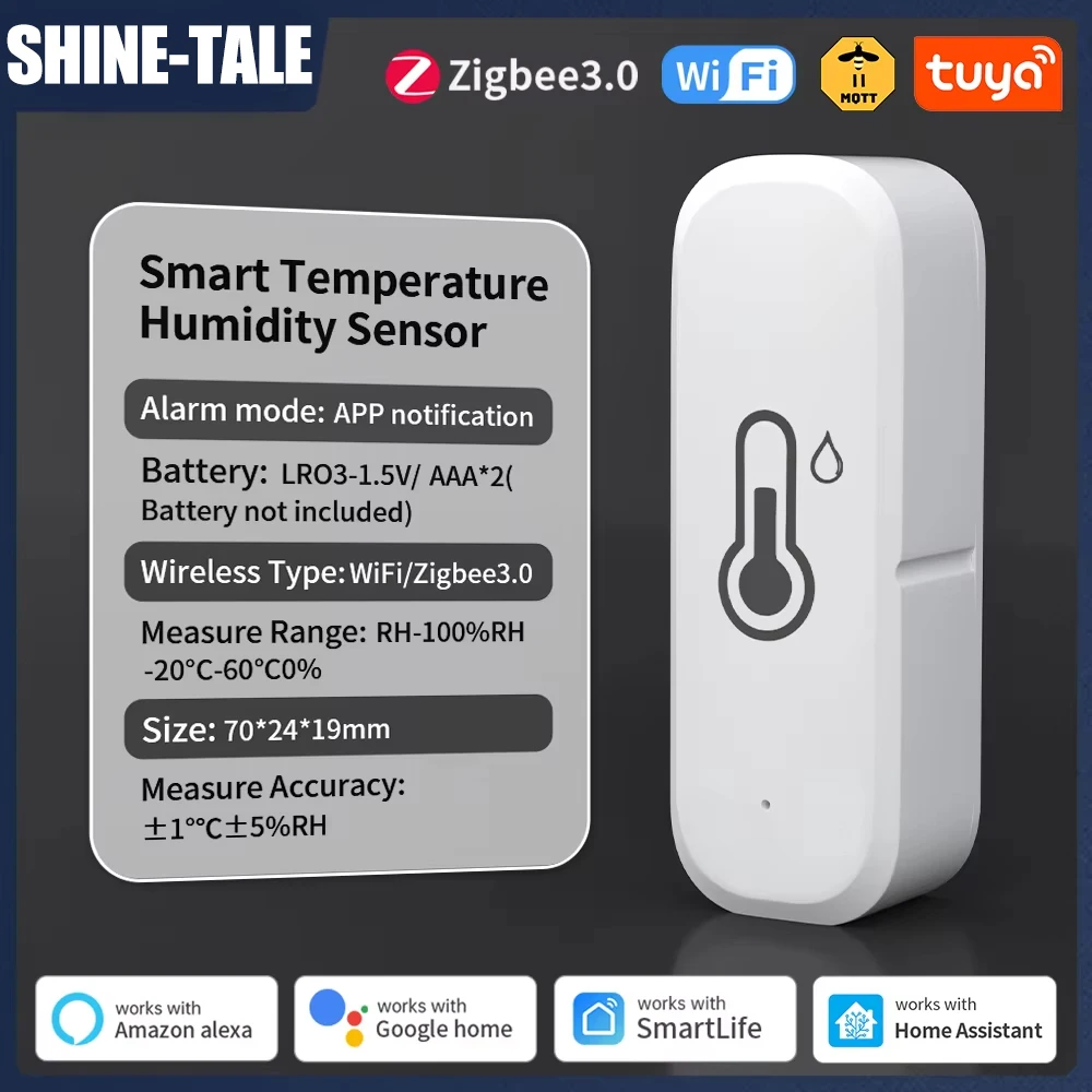 

WIFI/Zigbee, автоматизация умного дома, умный датчик температуры и влажности, приложение в реальном времени, оповещение, дистанционное управление, Alexa Google Assistant