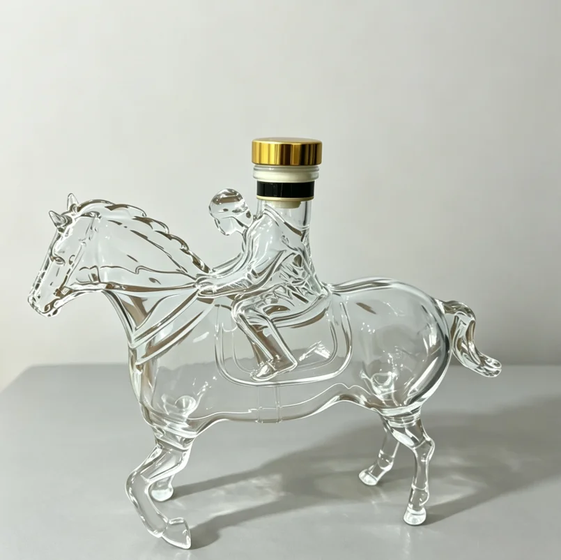 Carafe à liqueur en verre borosilicate en forme d'équitation, 350 ml, bouteille transparente pour whisky, brandy, vodka, décoration de bar à domicile
