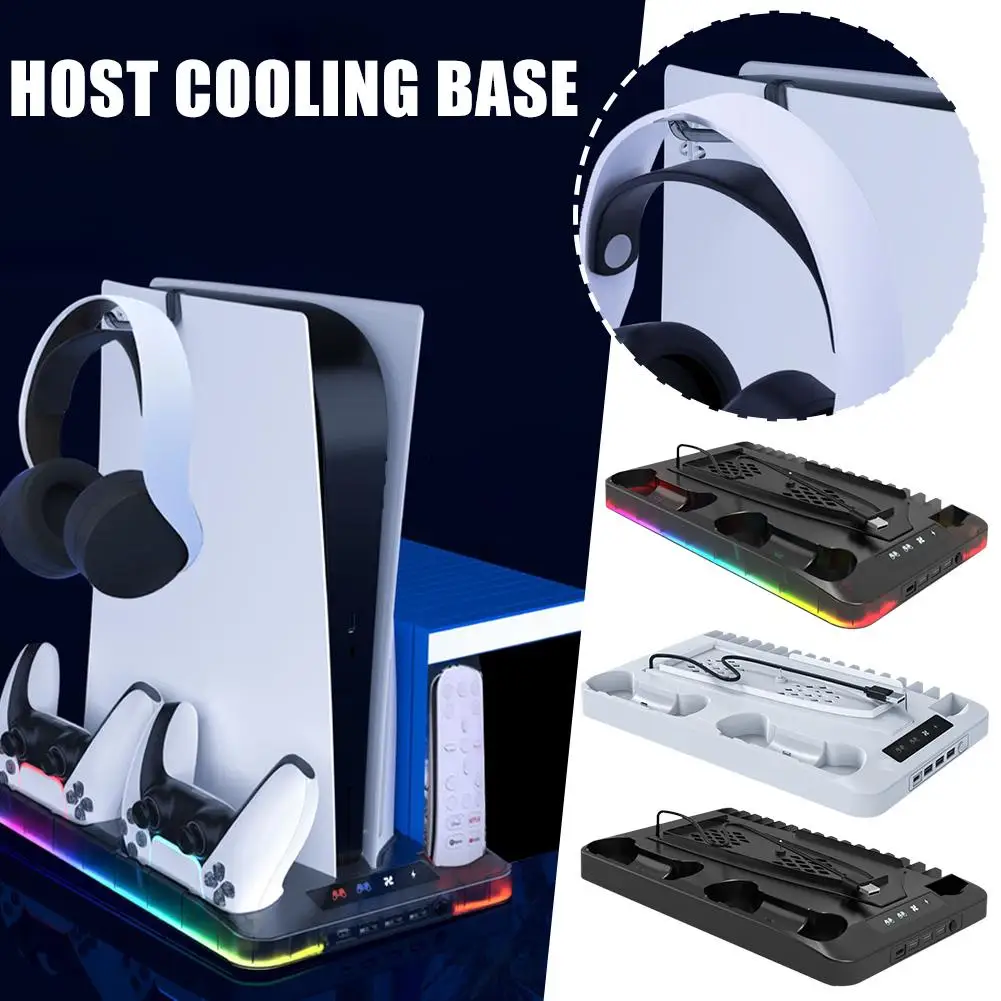 / スリムスタンド冷却ステーション、RGB ライトコントローラー充電ステーション、PlayStation 5 コンソール & コントローラー用