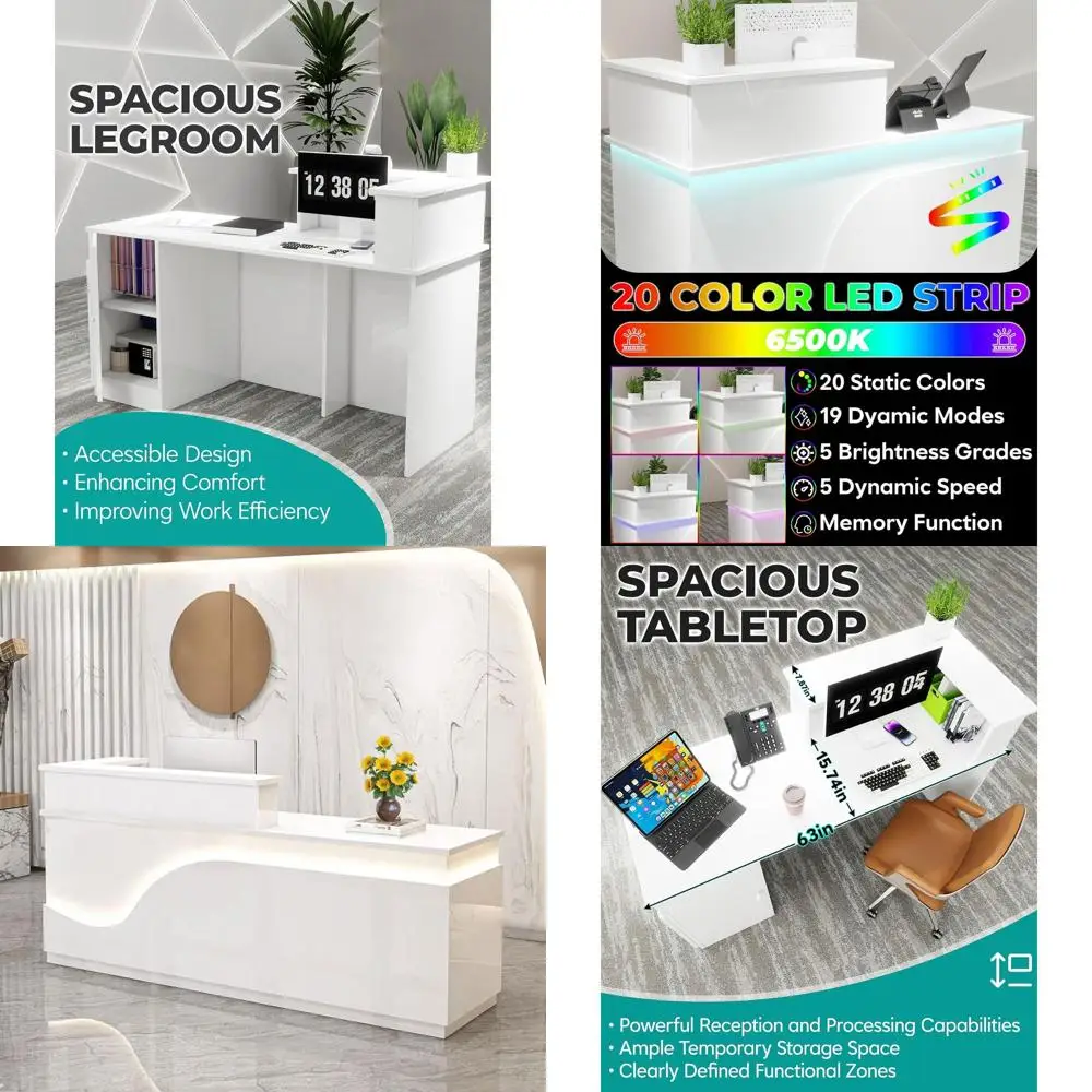 

63-дюймовый запираемый стол-стойка с тумбой, выдвижной полкой для клавиатуры и системой кабель-менеджмента для розничной торговли и офисного использования