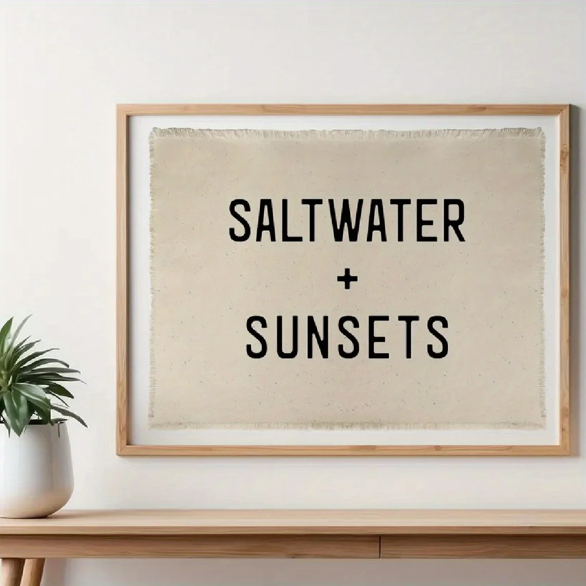 2D Flat, 2D Flat, 1pc, Wall Art, Quote Poster, Saltwater And Sunsets Canvas Poster, Coastal Wall Decor, Beach House Banner, S