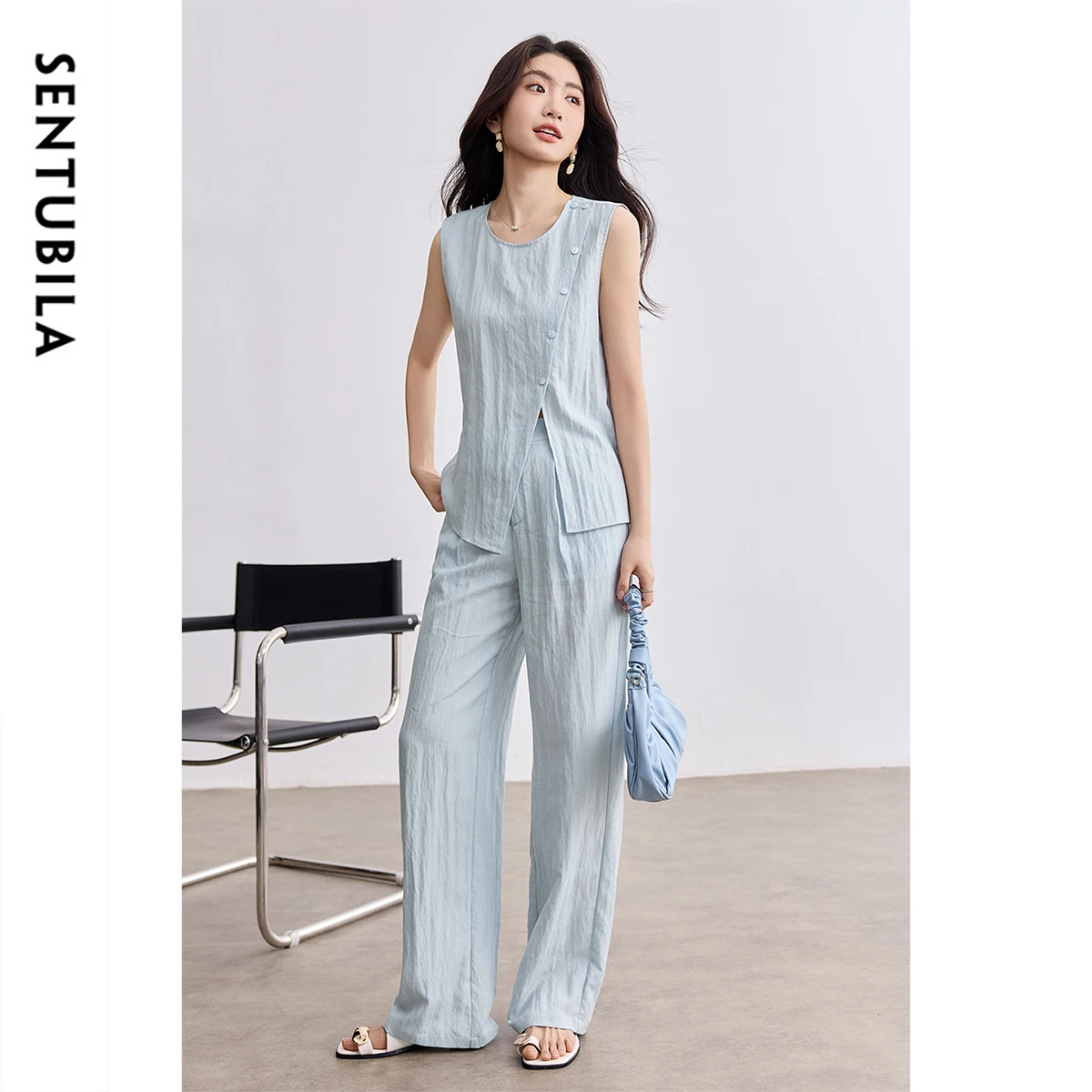 

SENTUBILA Summer Women's Linen Suit New Matching Ladies Pants Sets 2025 New Collection Two Piece Outfits Woman Clothes 152ZA1788
