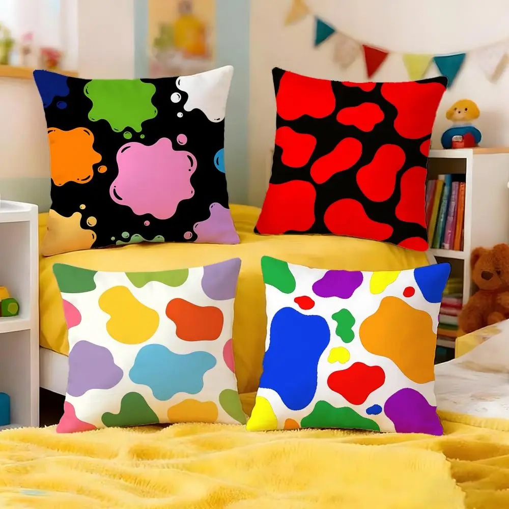 Sweet Macaron Color Cow Spot Allover Print Cushion Cover Premium Soft Pillowcase Skin-Friendly   for Home Office Travel