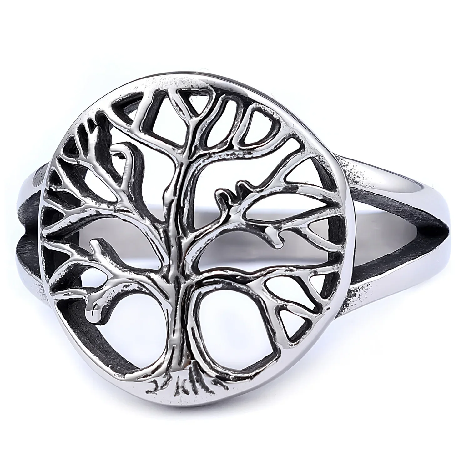 Hegemonic شخصية شجرة الحياة شكل الفولاذ المقاوم للصدأ الهيجموني شخصية رجل الموضة خواتم مجوهرات حجم 6-13 #5