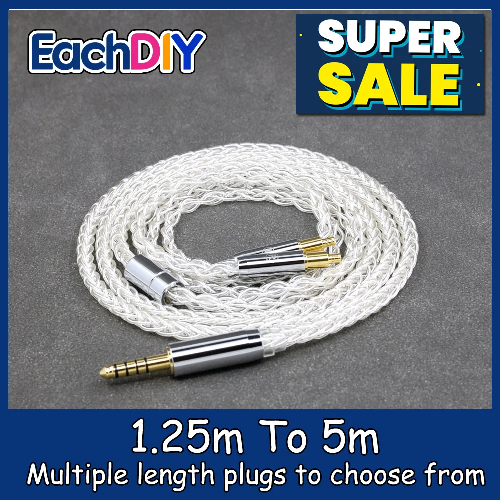 

8 Core 99% 7n Pure Silver Palladium Earphone Cable For Audio Technica ATH-ADX5000 ATH-MSR7b 770H 990H A2DC Headphone LN008385