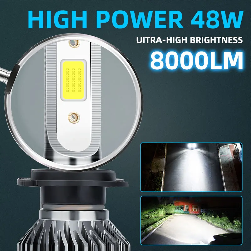 H4 H7 Led Car Headlight Bulb H11 H3 HB3 HB4 HIR2 9005 9006 9012 Turbo Fan Auto Fog Light COB Chip Led Running Lamp 6000K lampada