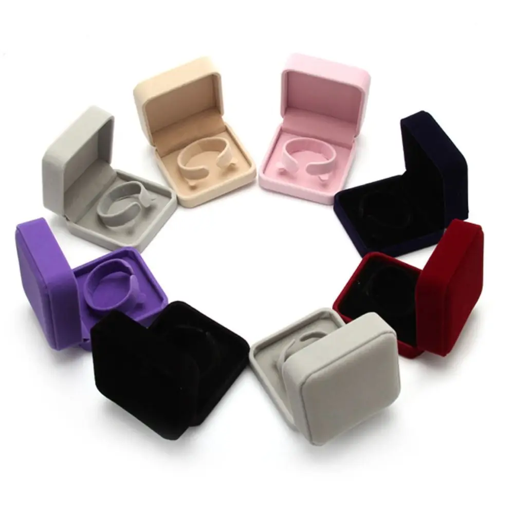 

Simple Travel Storage Box Necklace Solid Color Jewelry Display Packing Velvet Jewelry Box Gift Box Bracelet Holder Case