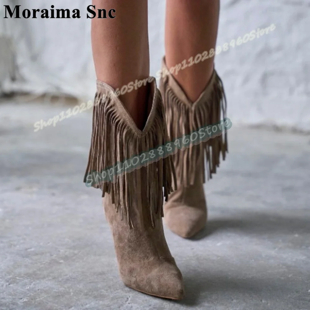 عادية منتصف العجل الكاكي قطيع شرابات مدبب الأحذية رقيقة أحذية عالية الكعب للنساء الانزلاق على أشار تو موضة أحذية النساء الحفلات #5