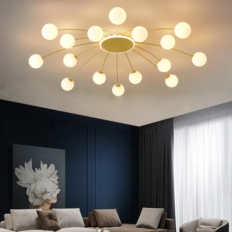 Nordic LED Bedroom Ceiling Light Modern Minimalist Living Dining Room Home Decor Lighting Creative Magic Bean Molecular Lamps