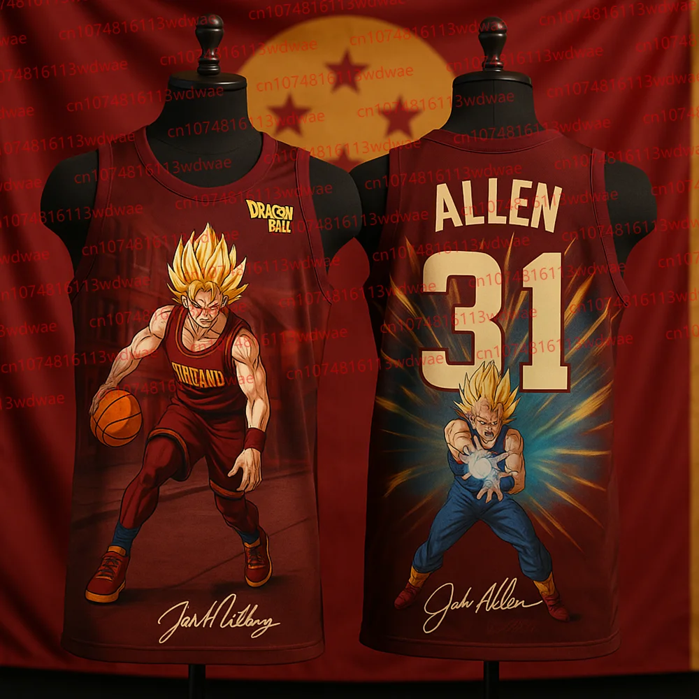 2025 ドラゴンボール超サイヤ人バスケットボールジャージキット アメリカンバスケットボールベスト ジャレット・アレン 31 バスケットボールジャージ速乾ベスト