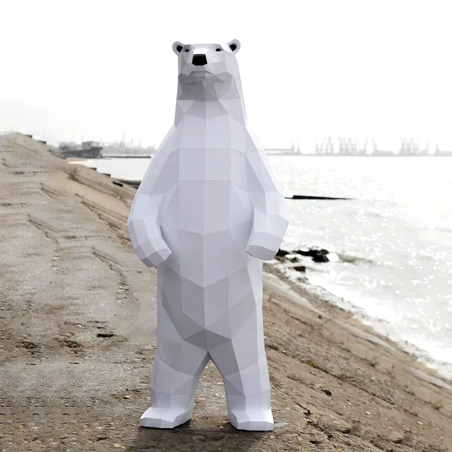 100cm standing polar bear 3D Animal Sculpture polar bear Papercraft bedroom Living Room handmade DIY Geometric origami model