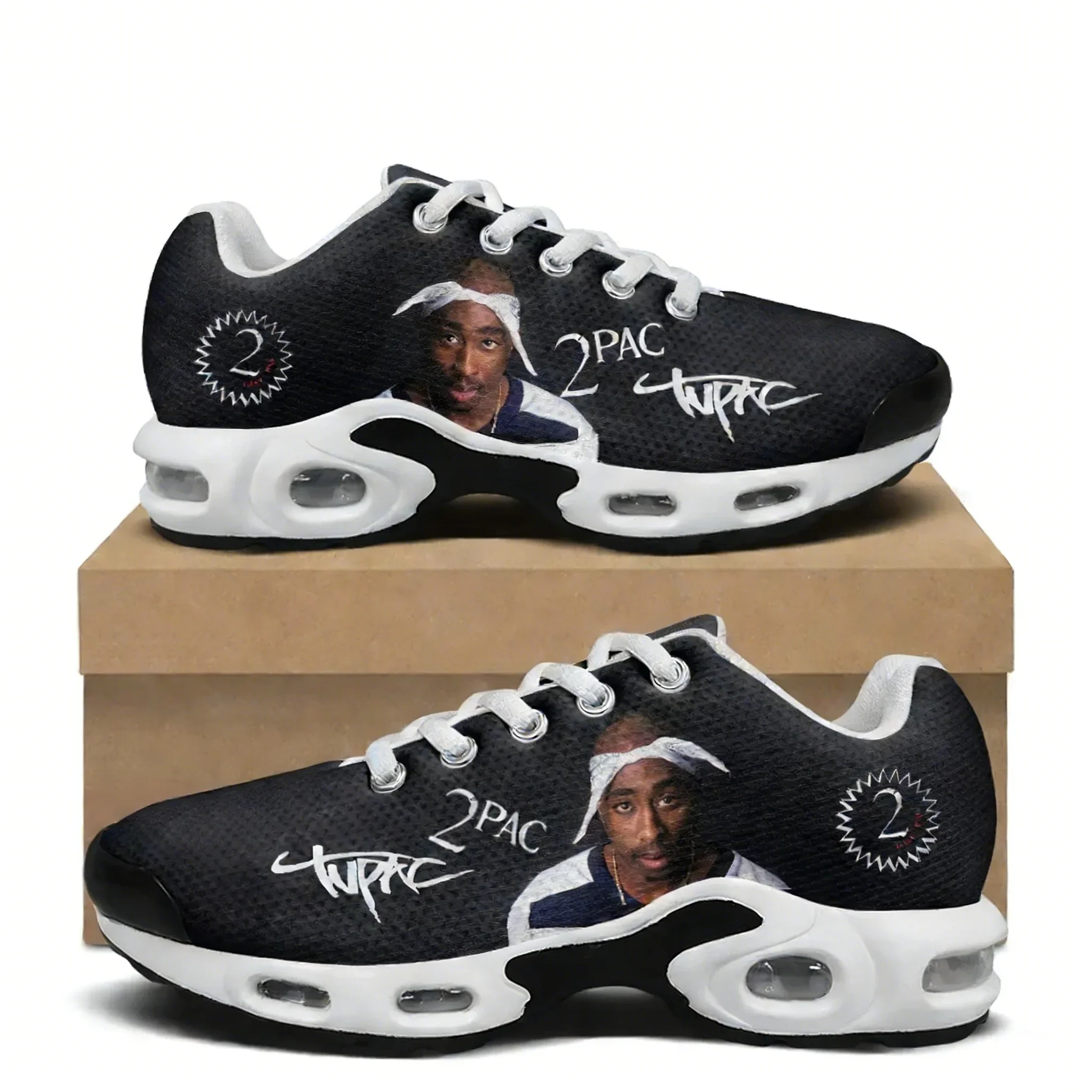 

Tupac Rapper 2Pac Air Cushion Sneakers Hip hop singerMens Womens Teenager Lightweight Sports shoes Custom Leisure Mesh Sneaker