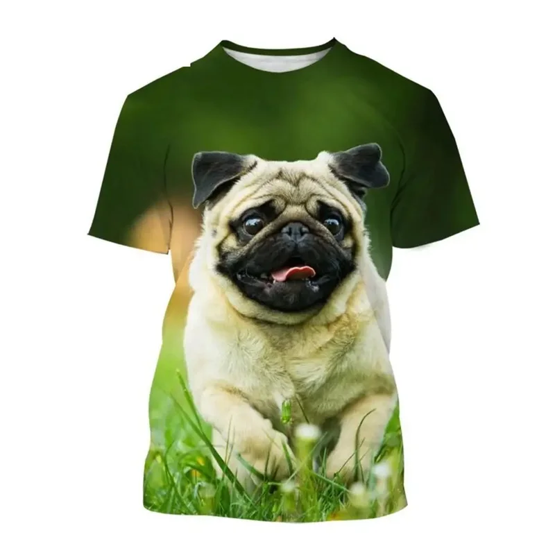 Cute Animal Pet Dog Tshirt For Men 3D Printed Funny Pug Graphic Tees Top Plus Size Short Sleeve T-shirt Homme Streetwear