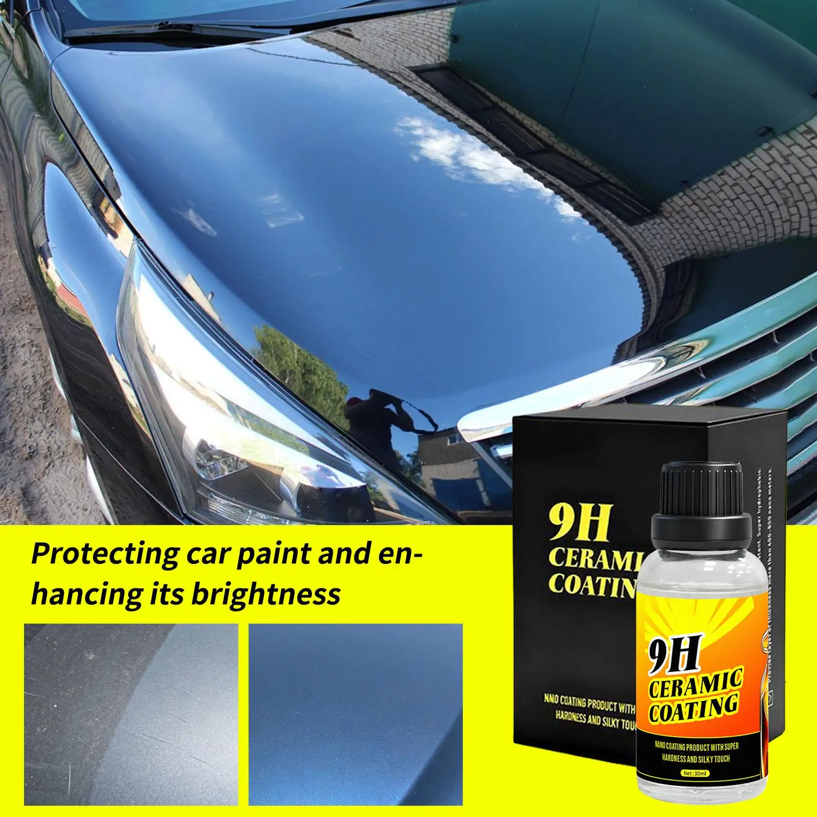 Agente de revestimiento de coche, 30ml, antiarañazos, revestimiento de larga duración, agente de restauración 9H para pintura automotriz, vehículo, RV, camión, Exterior
