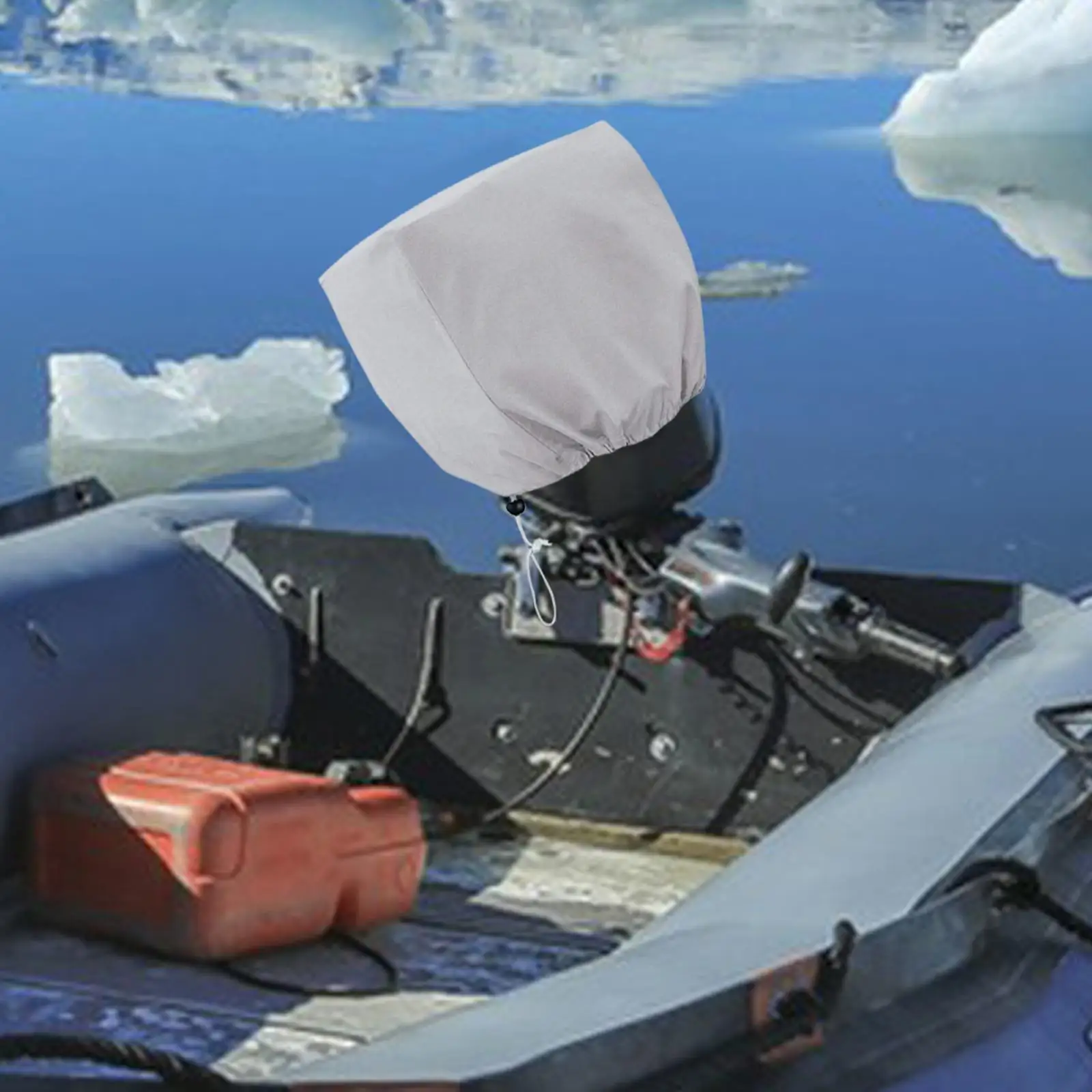 Boat Cover for Outboard Motors, Engine Cowling Cover with Drawstring, 210D Oxford , , Waterproof Boat Accessory