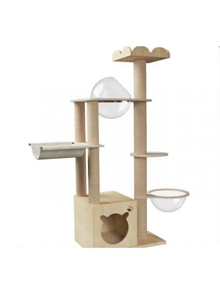 Cat Frame Solid Wood Cat Tree Large Cat Climbing Frame Space Cabin Cat Nest Cat Shelf Integrated Cat Villa