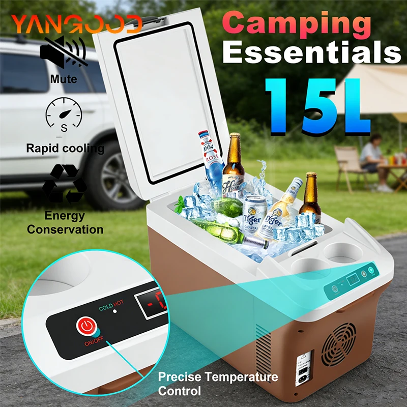 Refrigerador Portátil para Auto, 220V 12V 24V, Refrigerador Eléctrico, Mini Refrigerador para Auto, Refrigerador para Viajes de Camping