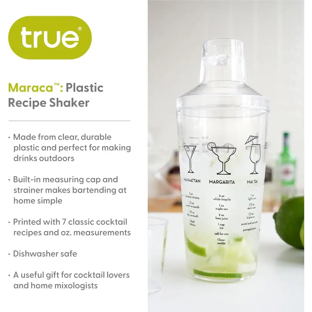 16 oz Cocktail Shaker with Strainer, 7 Drink Recipes, Perfect for Parties and Home Bar