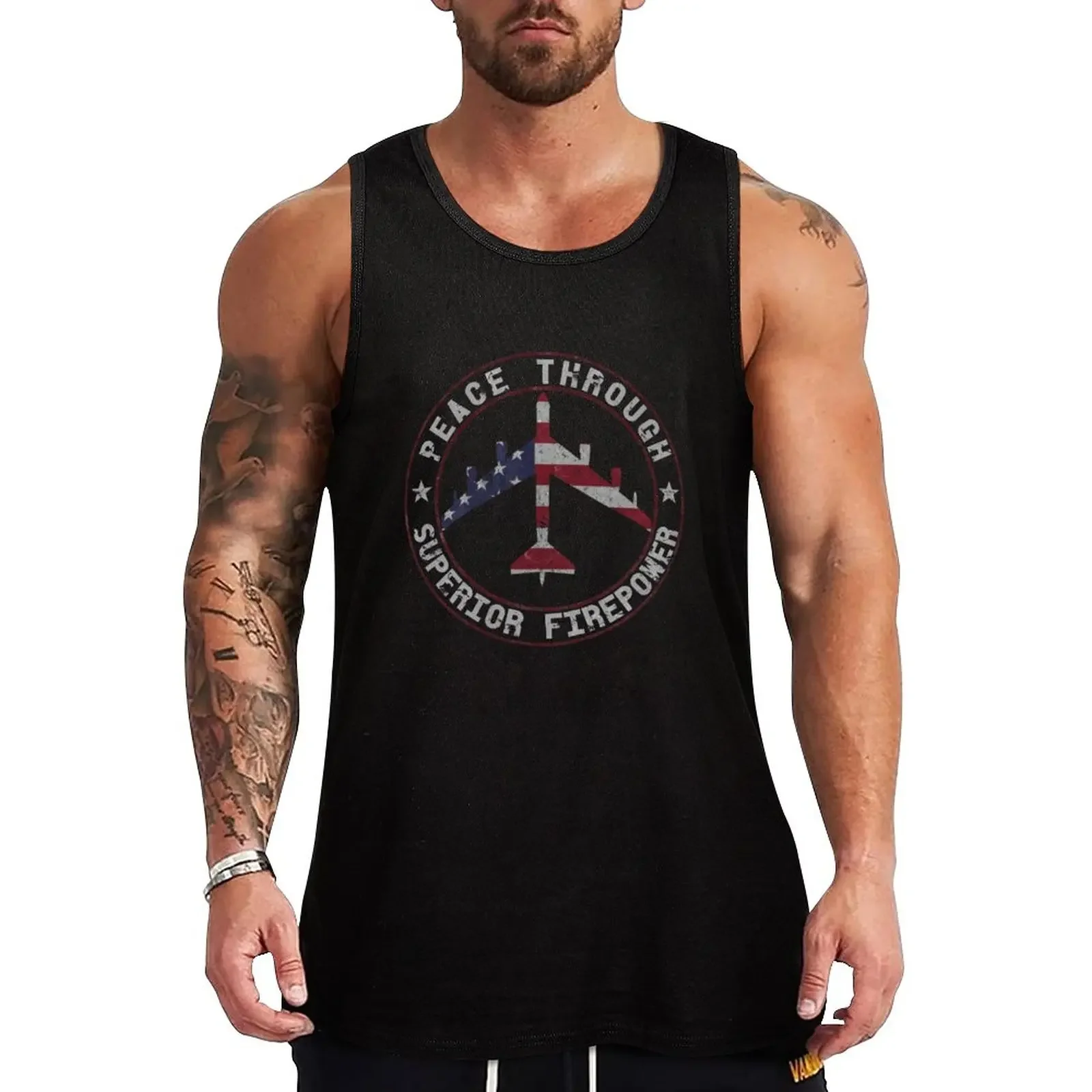 New Peace Through Superior Firepower B-52 Stratofortress Design Tank Top Men's clothes anime