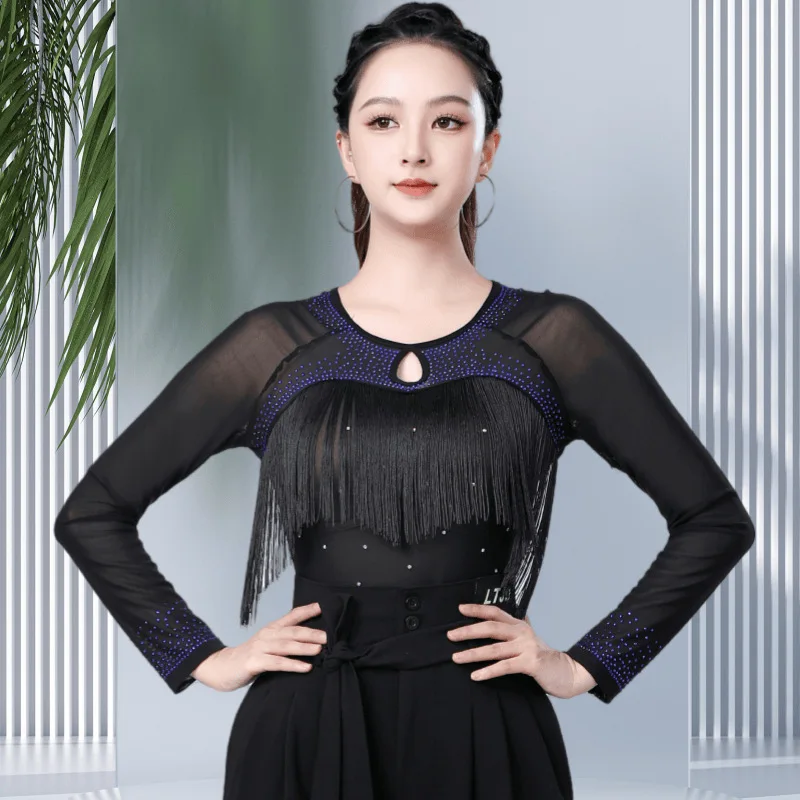 

New Latin Dance Fringed Top Women's Adult Short Bottoms Skirt Latin Practice Skirt Square Dance Costume