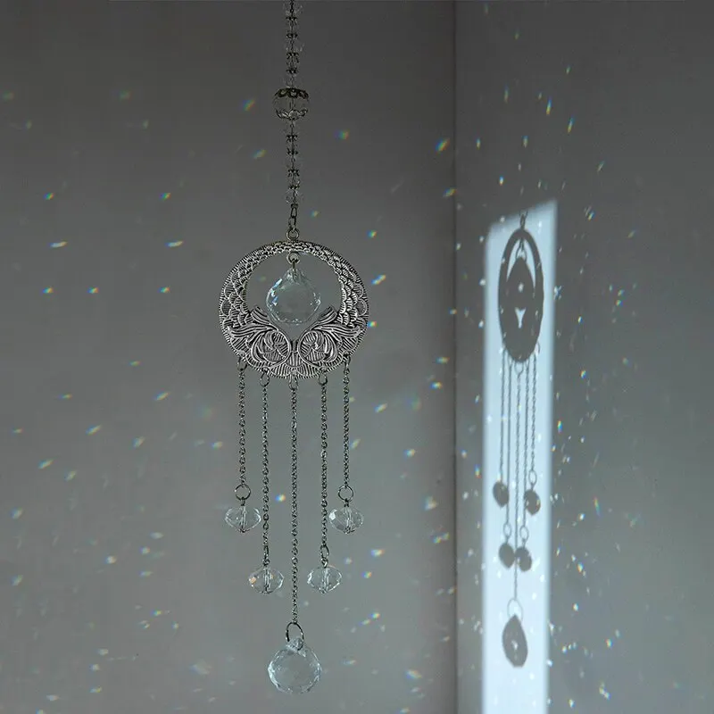 1pc,Synthetic Crystal And Wings Pendants,Home Windows Made In Rainbow,Prismatic Sphere Wind Chime Hanging