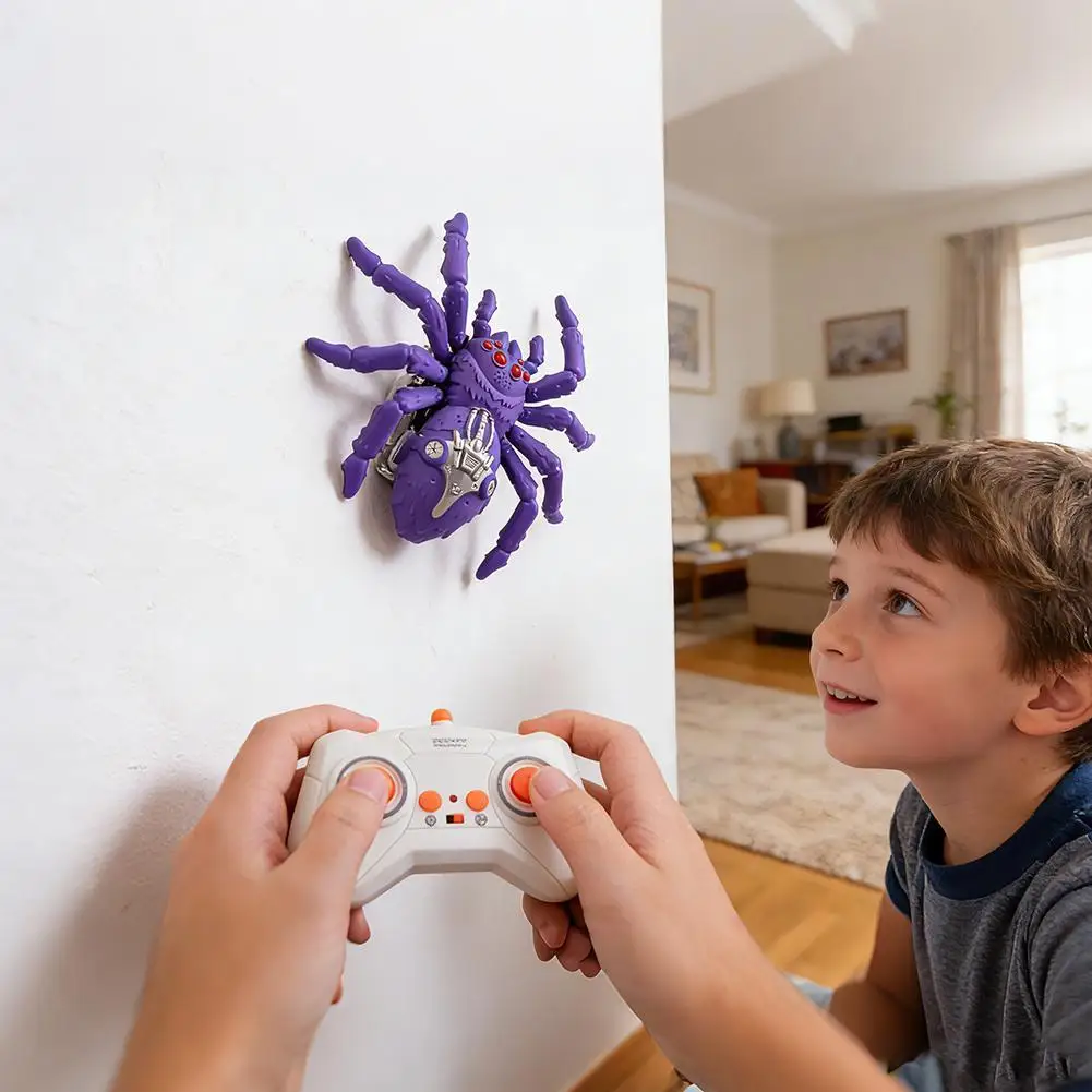 Electric Wall Climbing Spider Remote-controlled Toy Realistic Light Sound Animal Bionic Toy Rotate 360 Degrees Children's Gift