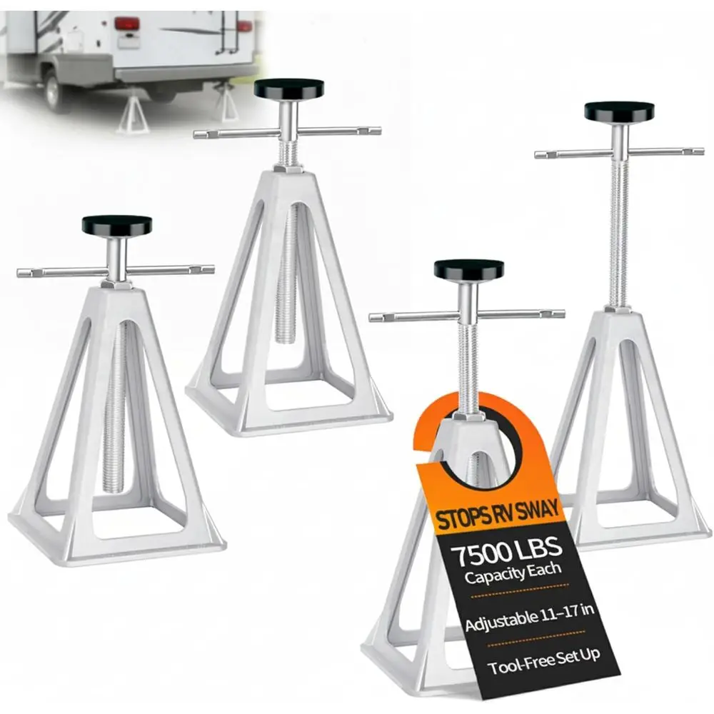 

Комплект из 4 стабилизирующих опор, грузоподъемность каждой 7500 фунтов – регулируемые подставки для прицепов 11-17 дюймов для туристических прицепов и кемперов, с защитой от опрокидывания