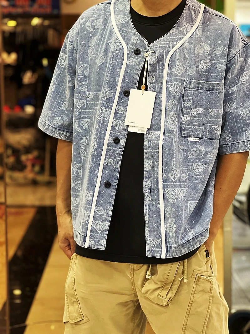 

Okayama Belt Nut Flower Baseball Sle Worn Denim irt Lazy Aibe Trend Youth Summer ort Sve Printed Stand Fit Jeans