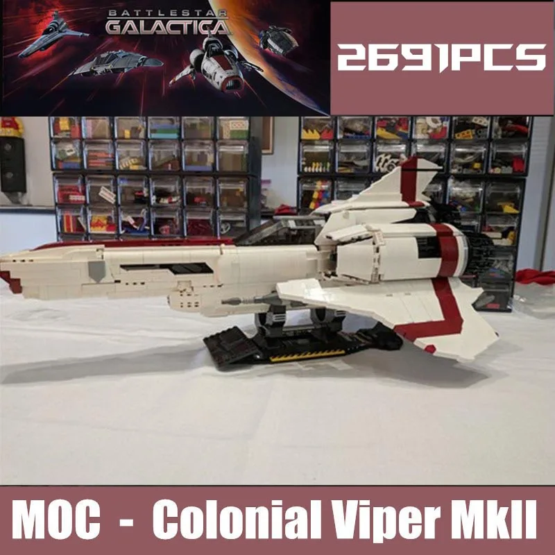 

New Buildmoc Battle Galactica Colonial Viper MKII MOC-9424 Building Blocks Bricks DIY Kids for Toys Gifts Birthday Anime Boys