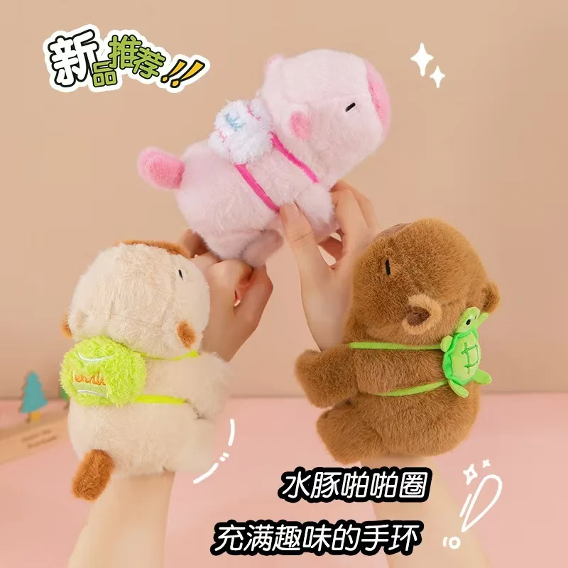 Pulsera de capibara de animales, muñecos de animales de peluche, muñequera de peluche suave, regalos de navidad