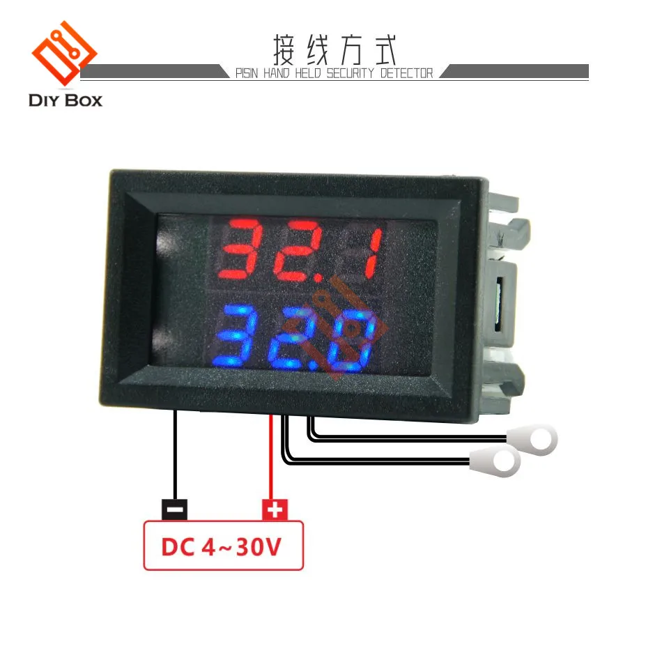 Dc 4V-28V Mini Dual Display Digitale Thermometer W/ Dual Ntc Waterdichte Metalen Sonde Temperatuursensor Tester Voor Auto Kamer Indoor