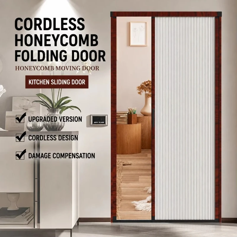Modern aluminum alloy invisible folding sliding door, no track partition, suitable for balconies, kitchens, courtyards