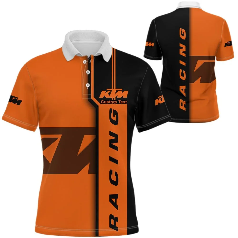 

New Fashion Comfortable Breathable Button Polo Shirt KTM Logo 3D Printed Pattern Motorcycle Riding Short Sleeves Sport Shirt
