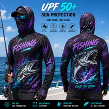 MALFC Men Hood Fishing Shirt long sleeve fishing t shirt uv protection Fishing Apparel view 5