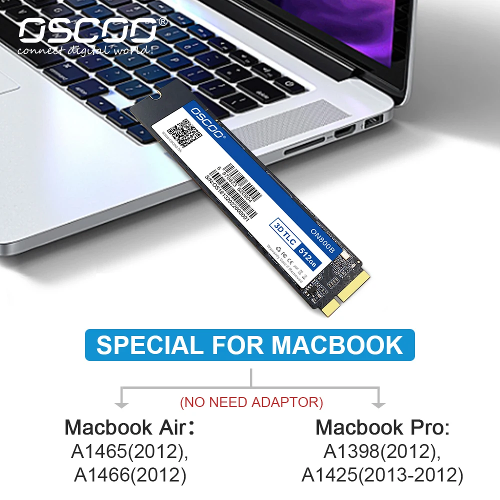 OSCOO Harde Schijven Harde Schijf SATA3 SSD voor Macbook 128 GB 256 GB 512 GB 1 TB Pro 2012 A1398 A1425 A1465 A1466