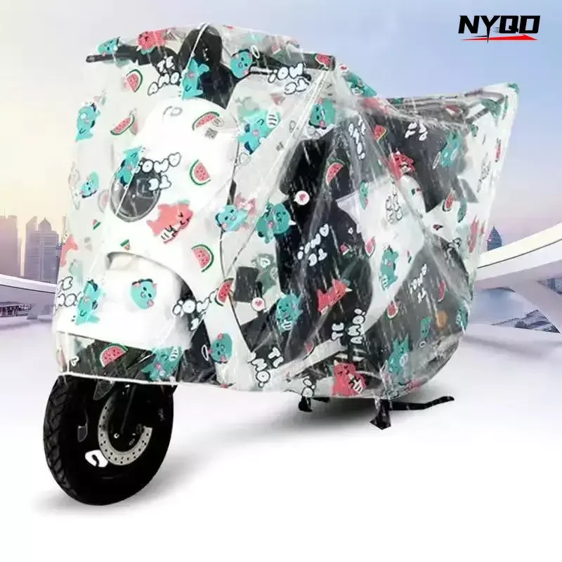 Universal rainproof car cover transparent cartoon electric vehicle rain sun protection frosted full cover bike cover motorcycle