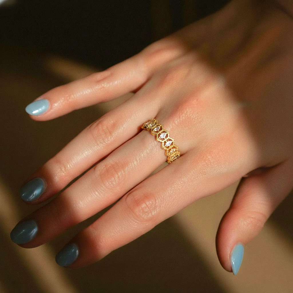 

French Lace Cut Out Wide Opening Index Finger Ring Lovers Ring Charm Women Birthday Party Jewelry Gift Adjustable Ring Opening