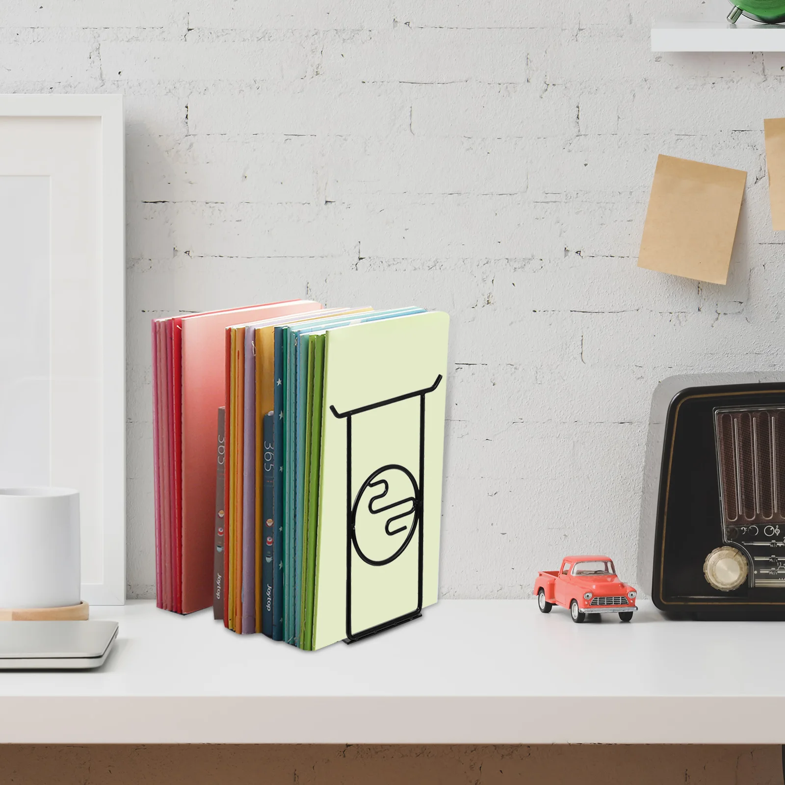 

1Pair Metal Bookends Nonskid Book Supports Rack Stand for Books Files Magazine Organizer Book Stoppers