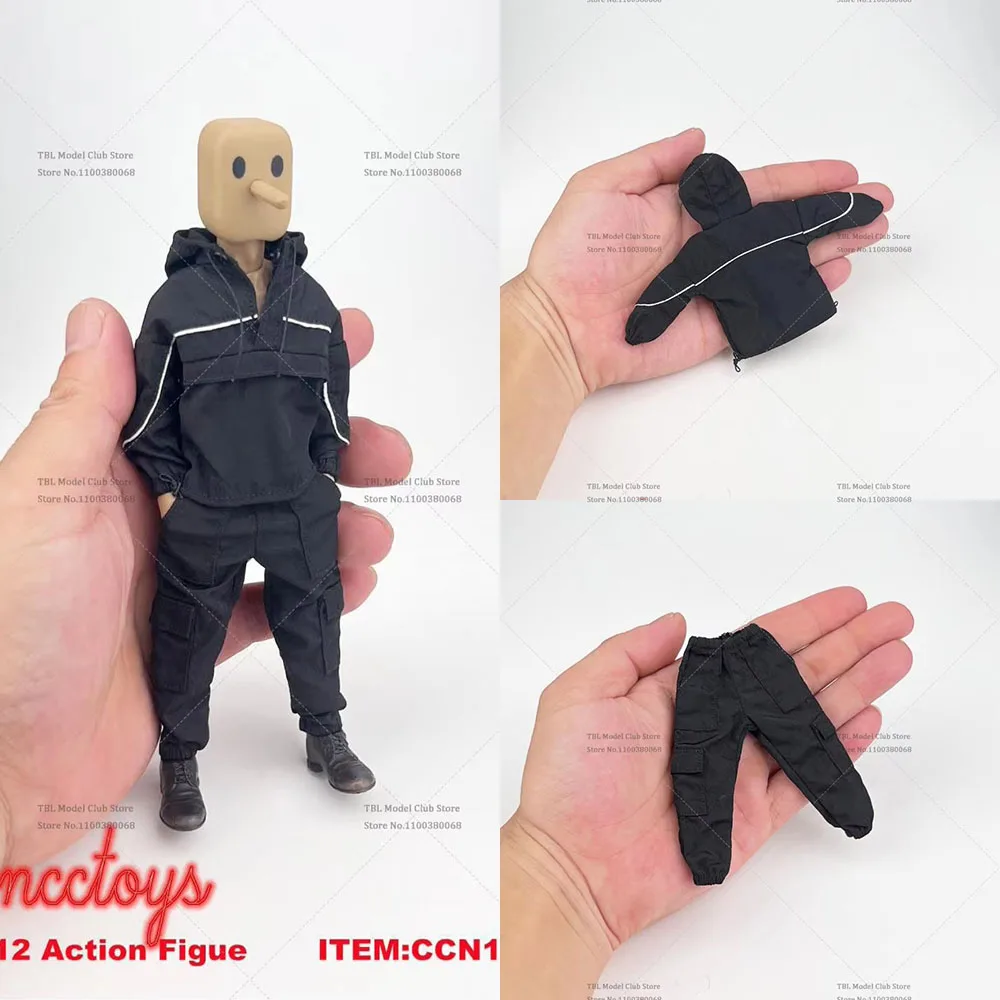 CCN1212 1/12 مقياس الموضة عادية فضفاضة تناسب مقنعين سترة رياضية وسراويل مجموعة ملابس العمل لشخصيات العمل 6 بوصة-NW SHF 3A DAM