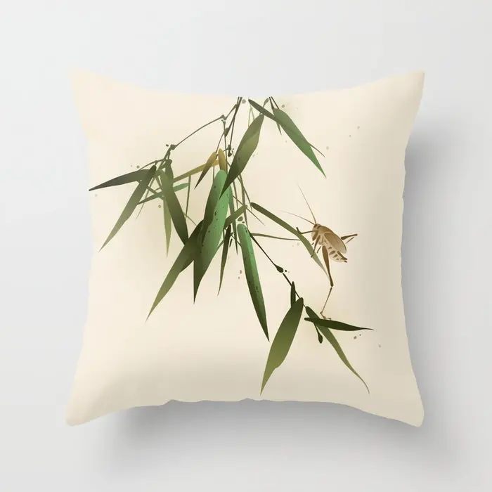 Chinese Style Pillow Cover Lotus Cushion Cover Office Waist Support Blossom Pillowcase Bamboo Plum Pillow Case Home Decore Car