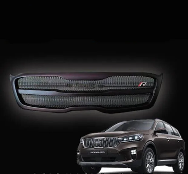 

Real Carbon Fiber ABS Paint Car Front Bumper Racing Grills Grille Around Trim Cover For Kia Sorento 2018 2019 2020 2021