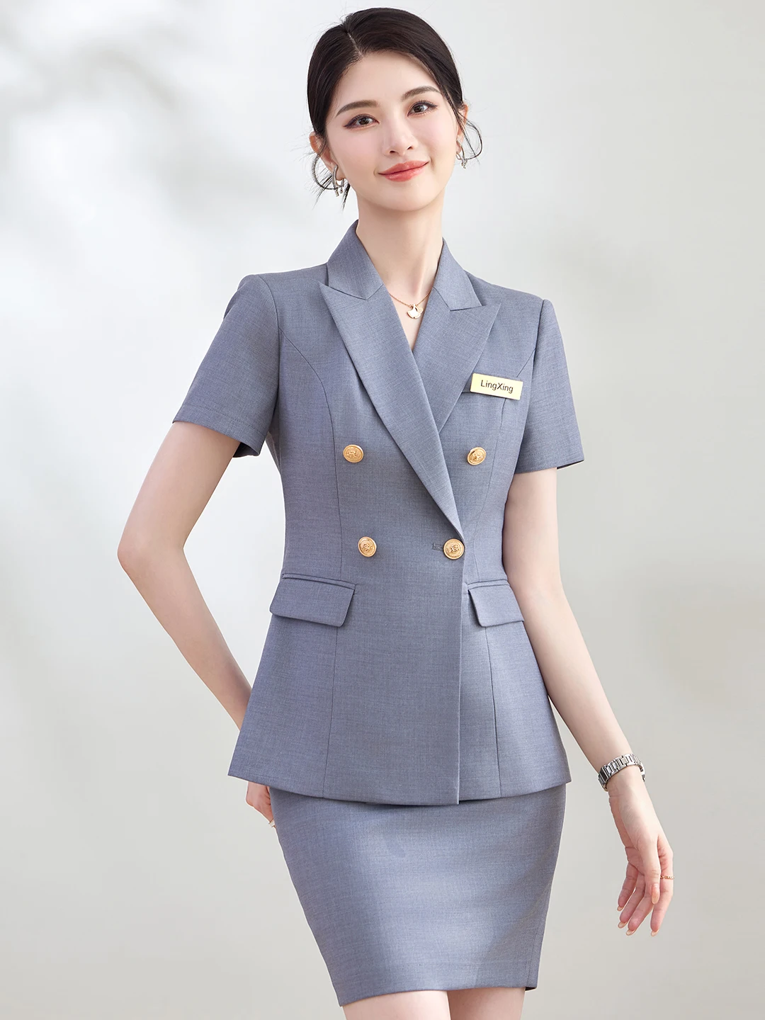 Women's Short Sleeve Suit Jacket Professional Thin Interview Workwear Formal Outfit Summer Commute Style Business Casual