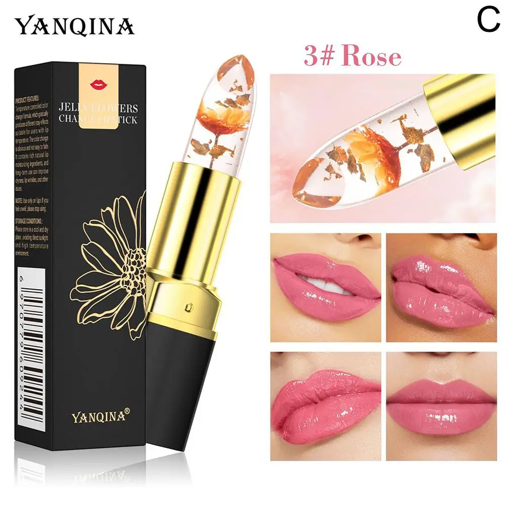 Blume Gelee Lippenstift Temperatur Ändern Feuchtigkeitscreme Anhaltende Blume Lip Lippenstift Farbe Lange Lip Ändern Magie Make-Up Balsam St Y7U8