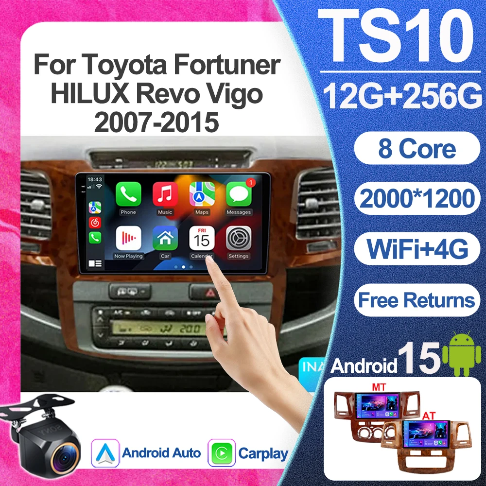 

Wireless CarPlay Android Auto Radio For Toyota Fortuner HILUX Revo Vigo 2007-2015 Car Multimedia GPS 2din autoradio WIFI 5G GPS