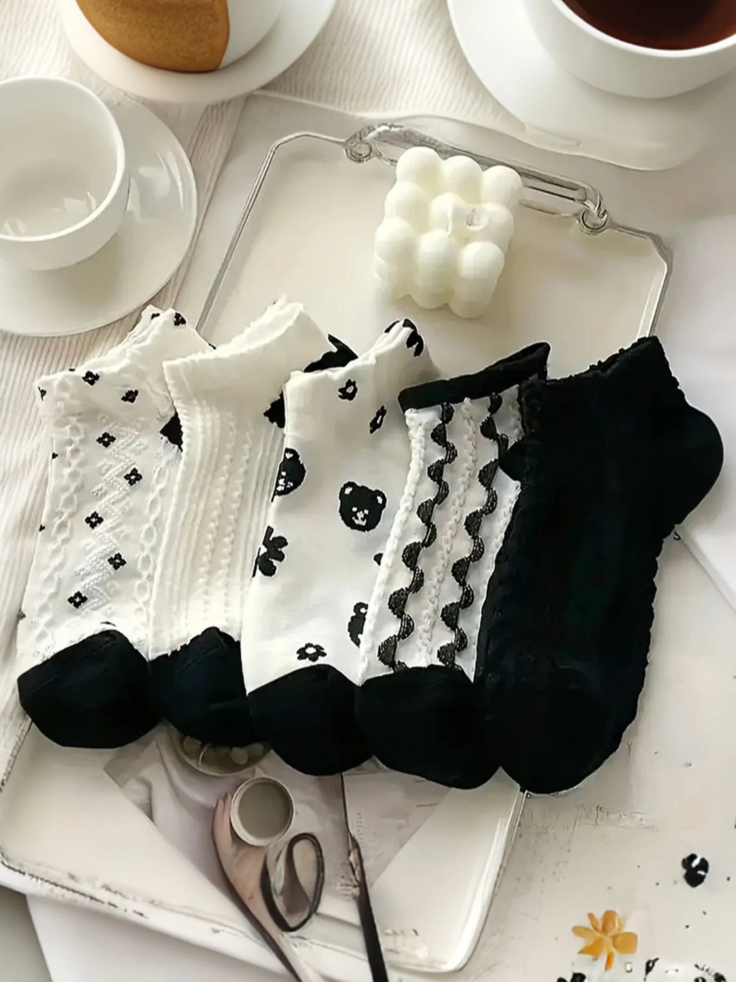 5 Pairs Women's Female Accsesories Socks  Ankle Socks  Boot Cheap Sales Clothes Y2K Cute Sports Funny Shoes Gift Valentine’s Day