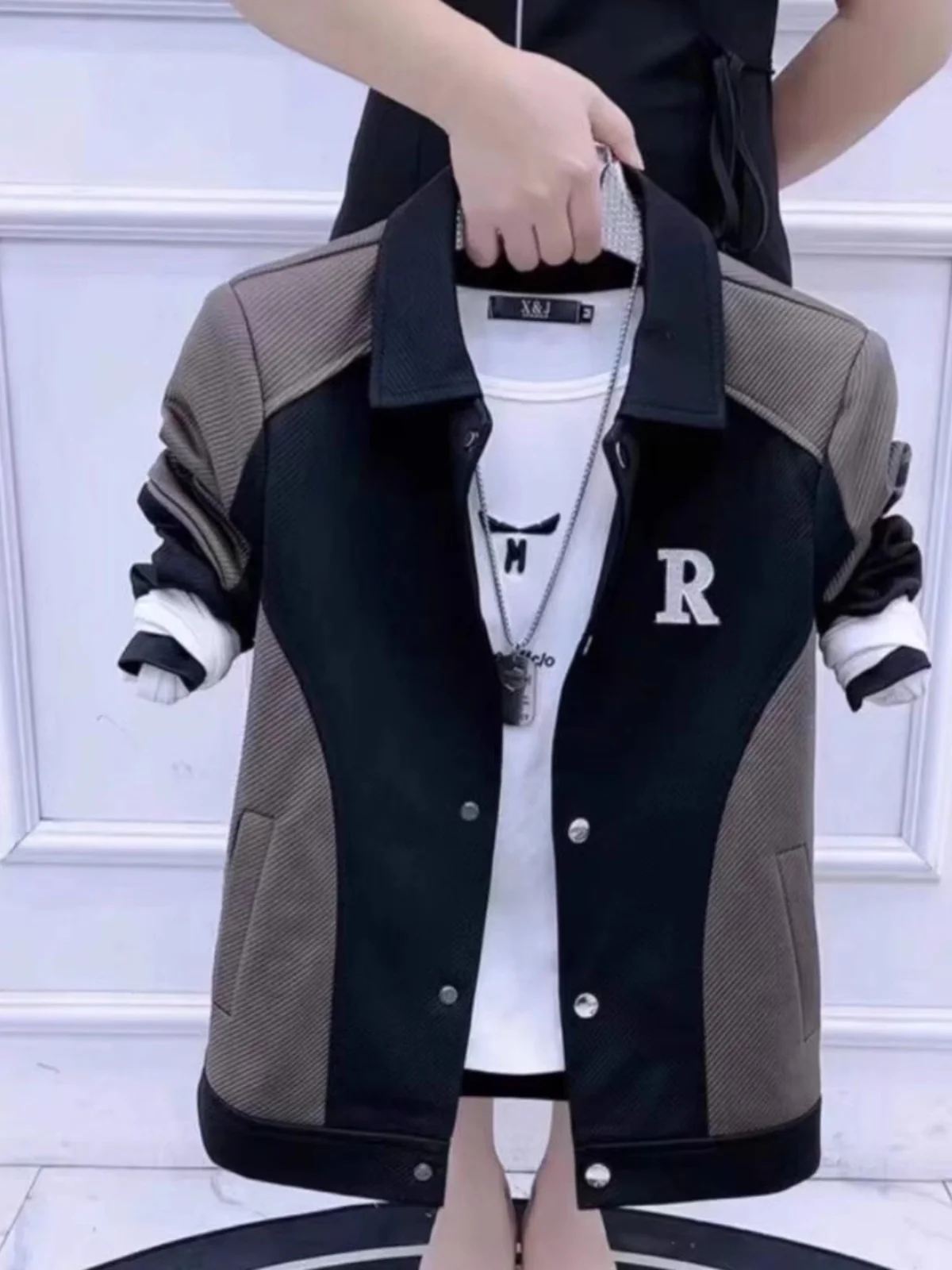 

Slim Fit Casual Sle Men's Jaet Spring Autumn New Faion Collar Design Patchwork Upper Apparel Polyester Fiber Zipper Clo...